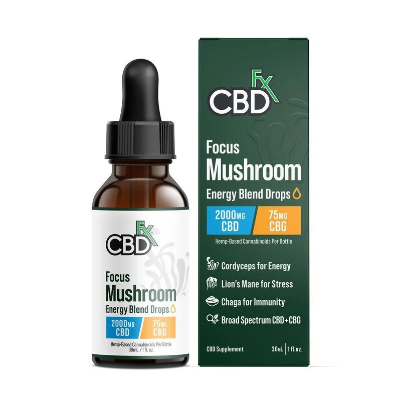CBDfx Focus Mushroom + CBD + CBG Energy Blend Oral Drops